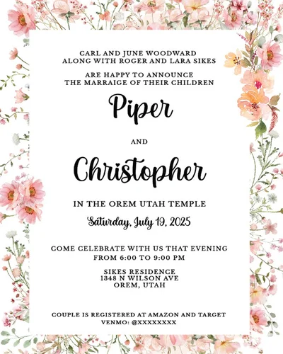 LDS Temple Sealing Invitations example 3